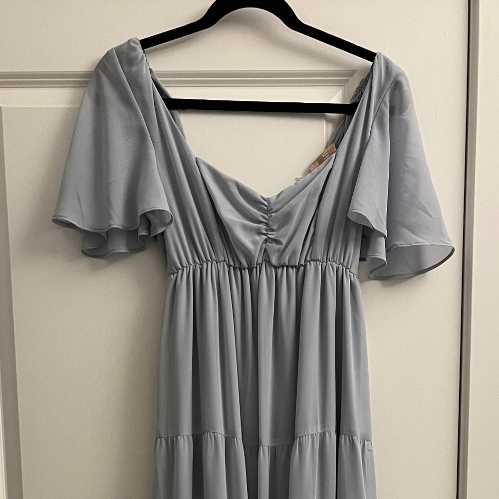 Show Me Your Mumu Steel Blue Ciffon Nicole Maxi Dress